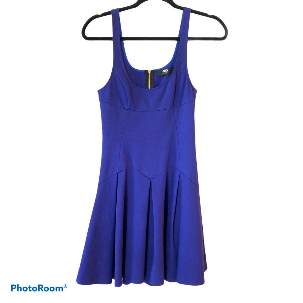 Alan Swartz blue fit and flair sleeveless summer dress. Sz S